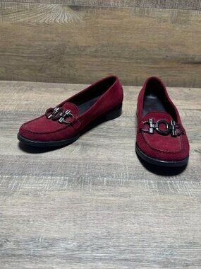 Stuart weitzman Scarlet Red Suede Horsebit Loafers Women's Size 5